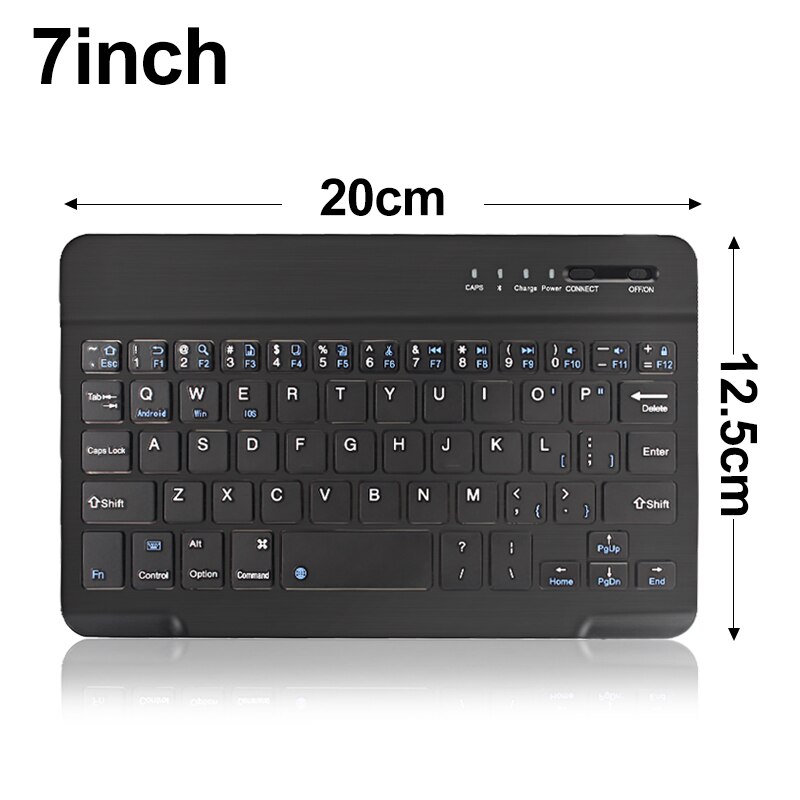 Mini Bluetooth Keyboard Wireless Russian Keyboard Tablet Spanish Rechargeable Keyboard For Tablet ipad cell phone Laptop: 7 in Black English