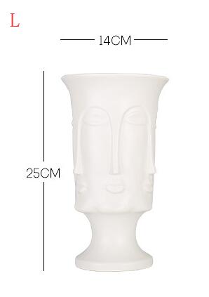 Nordic Facet gezicht Keramische bloempot Matte matte Goud Zilver Creatieve bloempot decoratie: L white