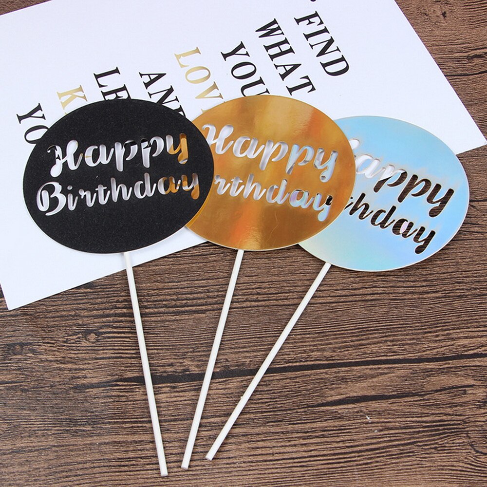 Round Hollow Happy Birthday Cake Topper Cake Decoration