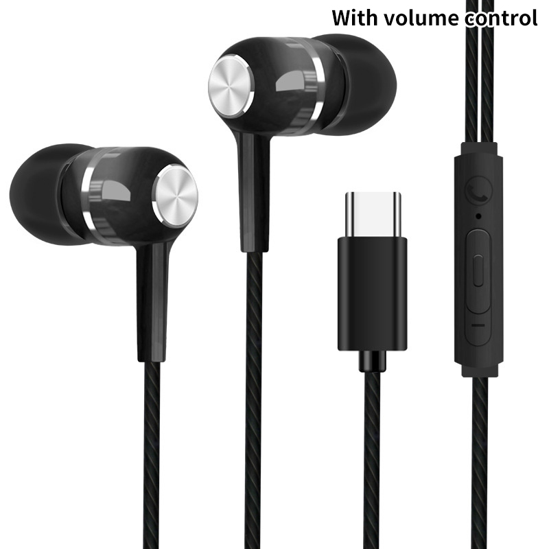 Mobile Phone Wired Headphones In-ear Simple With Mic TYPE-C Silicone Ear Tips Business Wired Headset Heavy Bass Music Earphone: WHITE