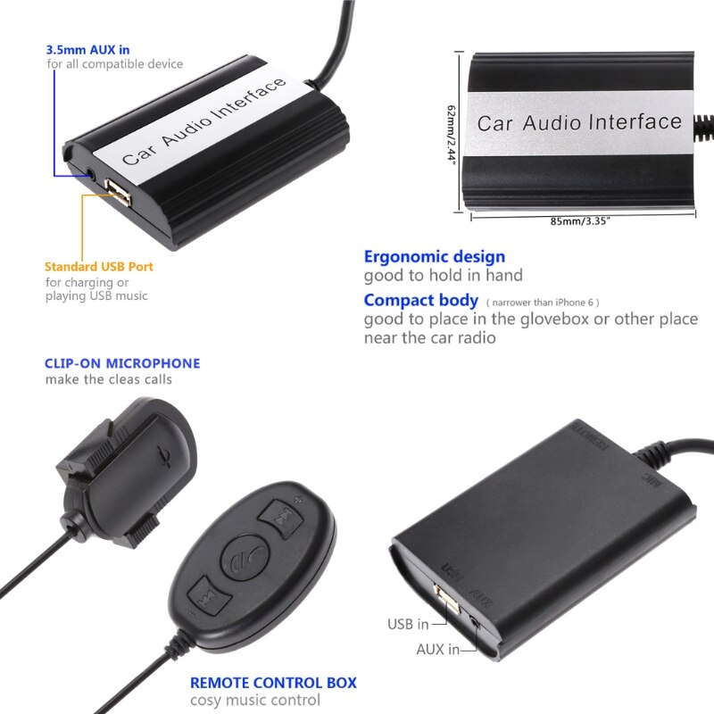 Kit mains libres Bluetooth voiture MP3 Interface adaptateur AUX pour RD4 Peugeot CITROEN Automobiles Kit voiture Bluetooth accessoires voiture