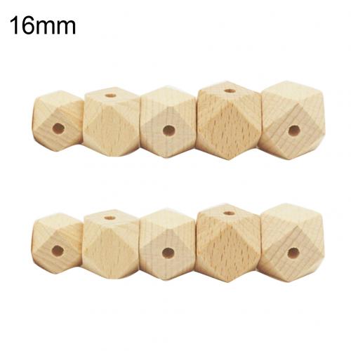 10 stk. geometriske sekskantede perler i træ, ammende tygge, træbinder legetøj til babybinderhalskæder / armbånd diy babybinder: 16mm