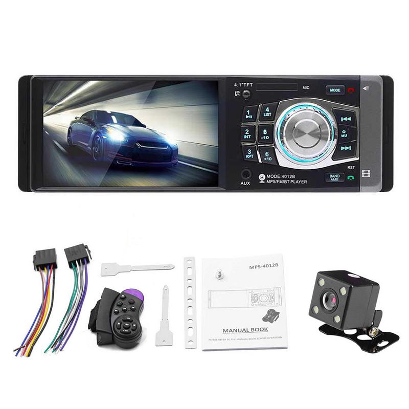 4.1 Inch 1 DIN Car MP5 Player Bluetooth FM Transmitter Radio Stereo Head Unit With Remote Control Can Be Connected To Camera