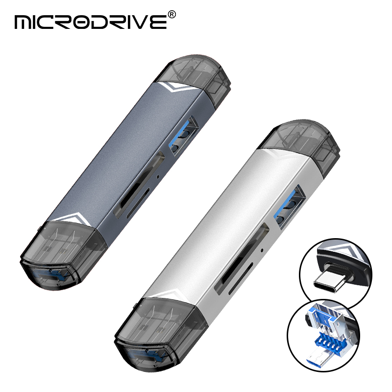 OTG Type C 6-in-1 Micro TF-kaartlezer type c naar usb otg-adapter USB 3.0 TF-kaart USB-flashdrive Multifunctionele kaartlezer