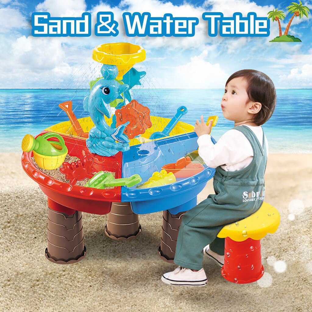 Sommer 1 sæt børn strandbord sand leg legetøj sæt baby vand sand opmudringsværktøj farve tilfældigt strandbord leg sand pool sæt