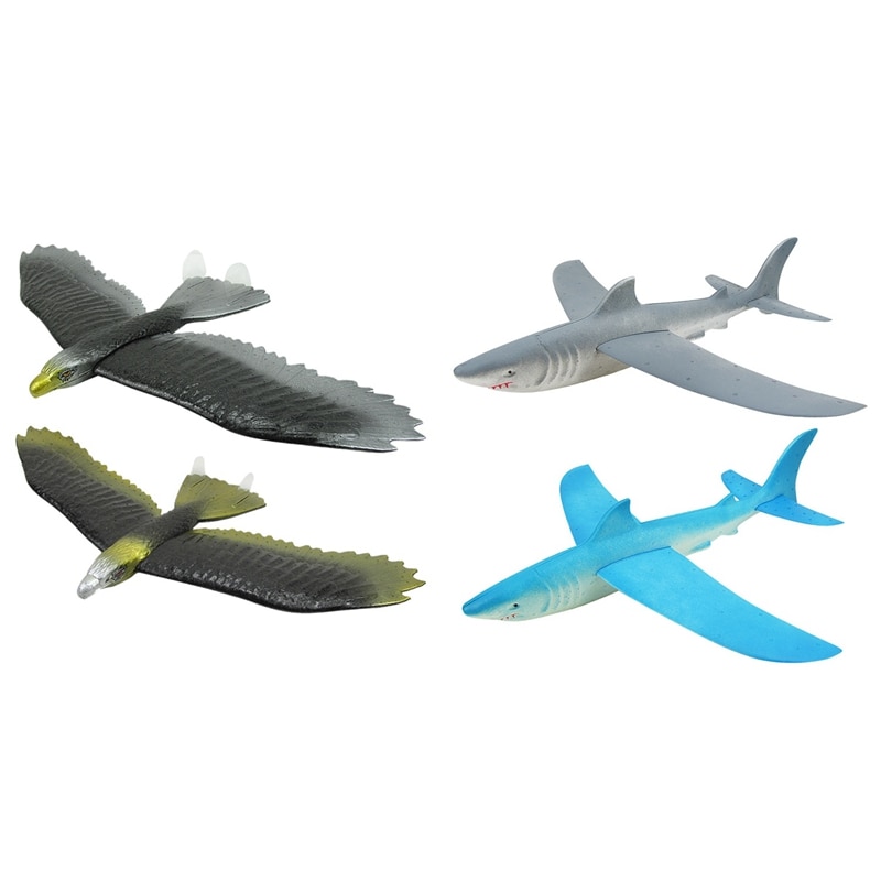 2 PCS Foam Hand Thrower Throws Eagle Eagle Glider & 2 PCS Airplane Hand Launch Thg Airplane Toy