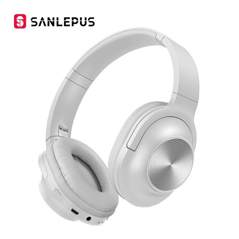 Sanlepus Draadloze Hoofdtelefoon Bluetooth Headset Opvouwbare Stereo Hoofdtelefoon Gaming Koptelefoon Met Microfoon Voor Pc Mobiele Telefoon: White