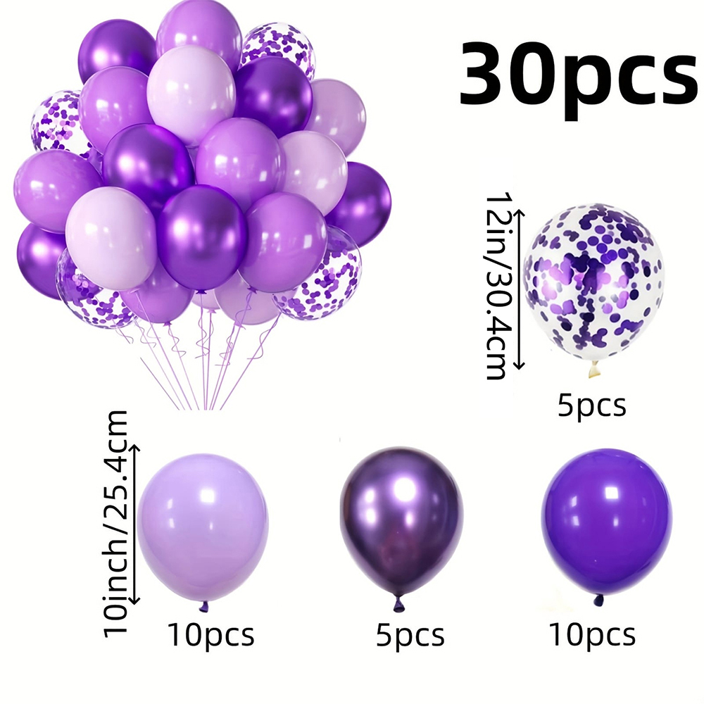 30 stuks 1012 inch witte en gouden ballonnen parel witte ballonnen gouden confetti ballonnen voor verjaardag bruiloften jubileumfeest: Paars