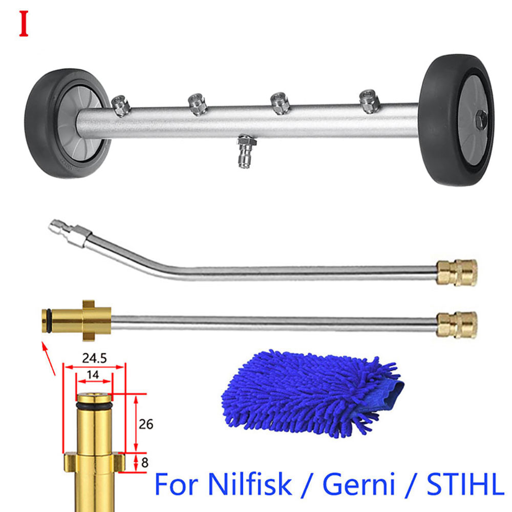 Limpiador de chasis, escoba de agua, lavado de Chasis de coche para Karcher/Parkside/Black Decker, lava la parte inferior de las boquillas de lavado del coche: Negro