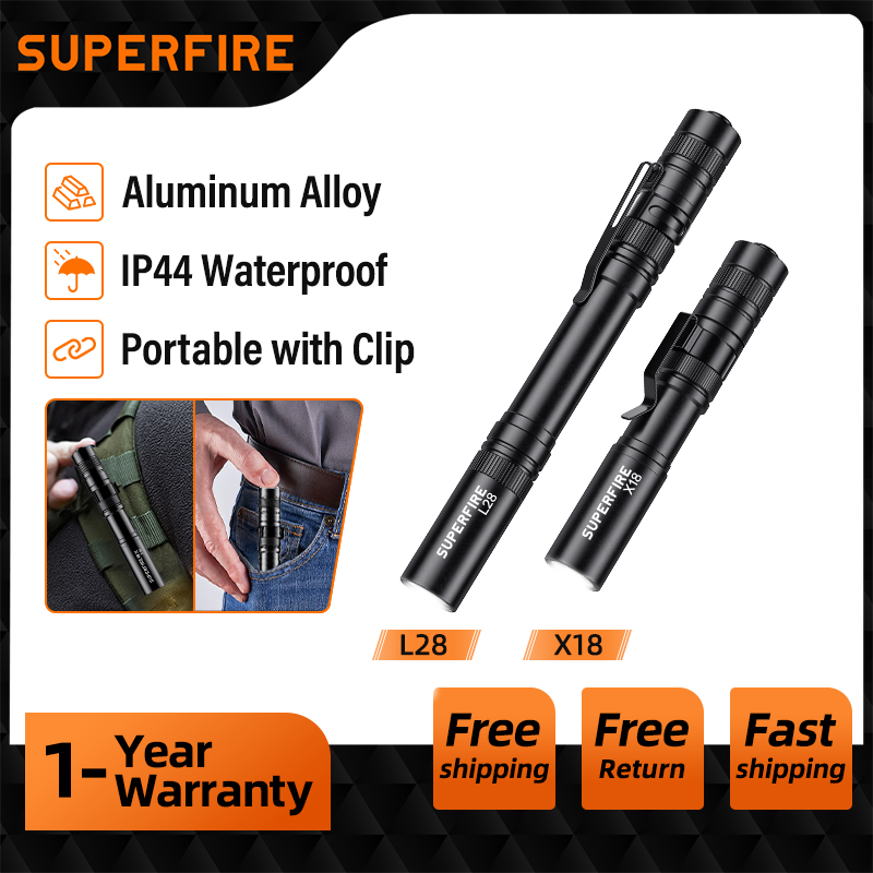 SUPERFIRE X18 Mini linterna LED PenLight lámpara Clip UV linternas antorcha al aire libre Camping bolsillo pluma luces linterna de emergencia