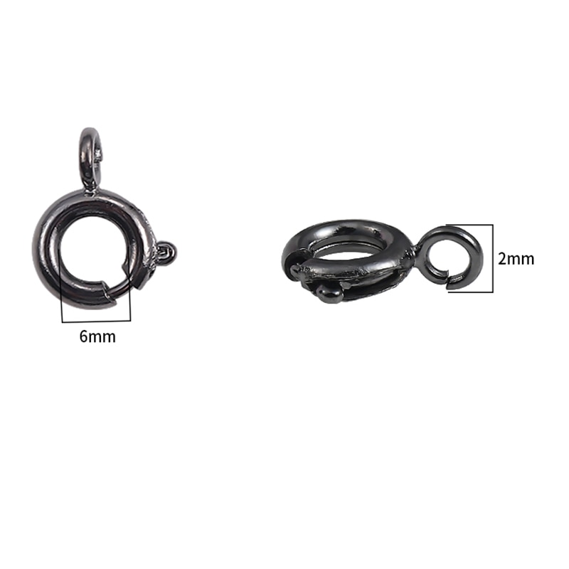 6Mm 10Pcs Gold Spring Ring Sluiting Met Open Jump Ring Sieraden Sluiting Voor Ketting Armband Connectors Sieraden maken