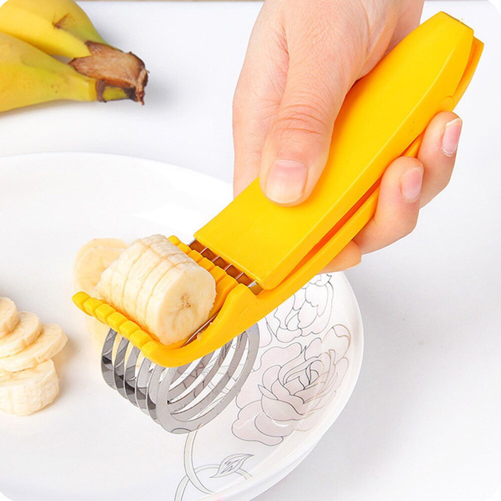 Rebanador de plátano de cocina Manual para el hogar, práctico acero inoxidable, herramienta de cocina para frutas y verduras, apto para lavavajillas