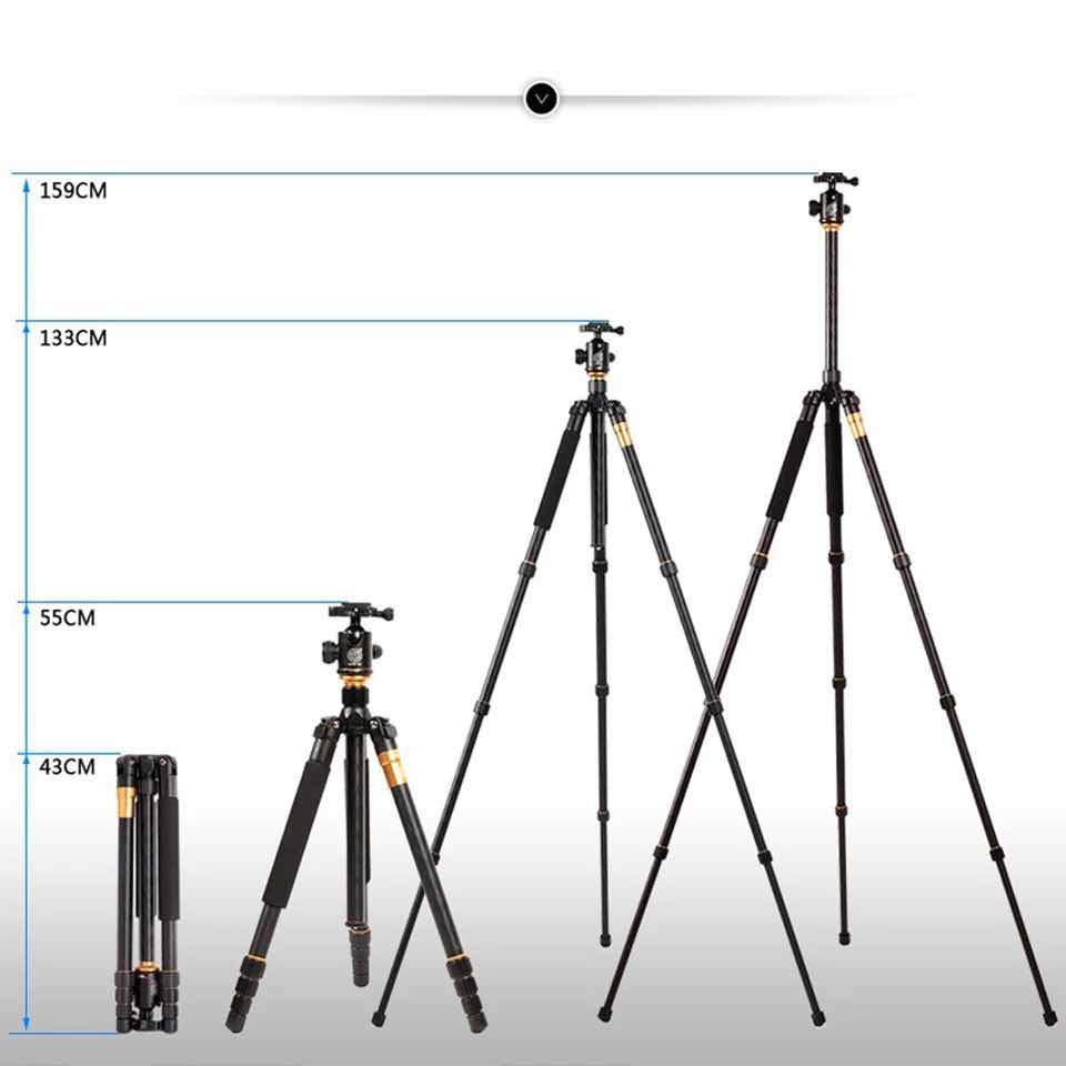 QZSD-trípode Q999, monopié desmontable, cabeza de bola, aleación de aluminio y magnesio, fotográfico, para cámara DSLR