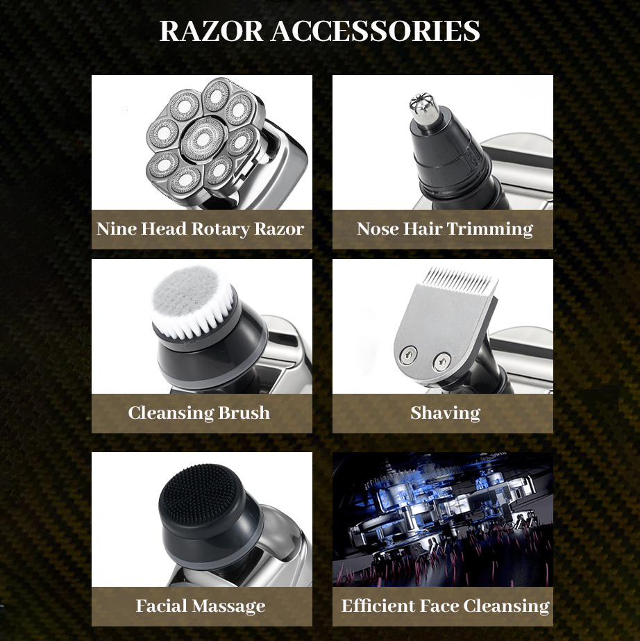 Replaceable 3D 4D 5D 6D 7D 8D 9D Electric Shaver Heads | Nose Trimmer, Hair Clipper & Facial Massage Heads