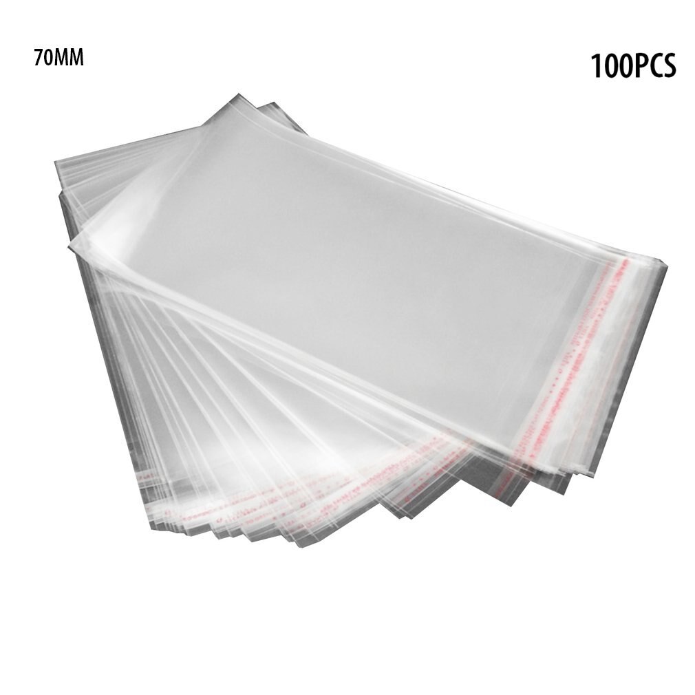 100pcs Transparent Self-adhesive Small Cello Self Sealing Bags package Thick Clear Cellophane OPP Plastic poly Bags: 7x13cm