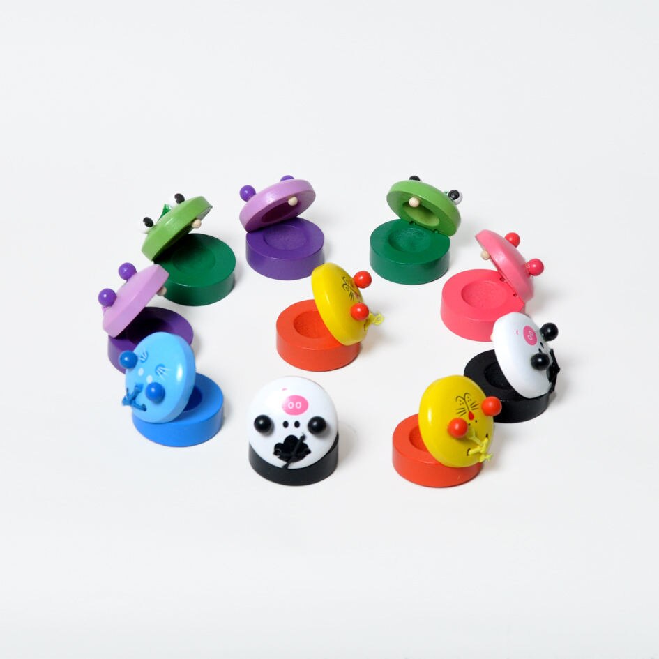 Kindergarten Orff Musical Instruments Children's Percussion Instruments Wooden Cartoon Castanets Animal Round Dance Board