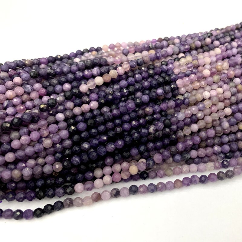 Natürliche Echte Lila blau Regenbogen Sugilite Hand Cut Faceted Runde Lose Kleine Perlen 2mm 3mm 4mm 06389