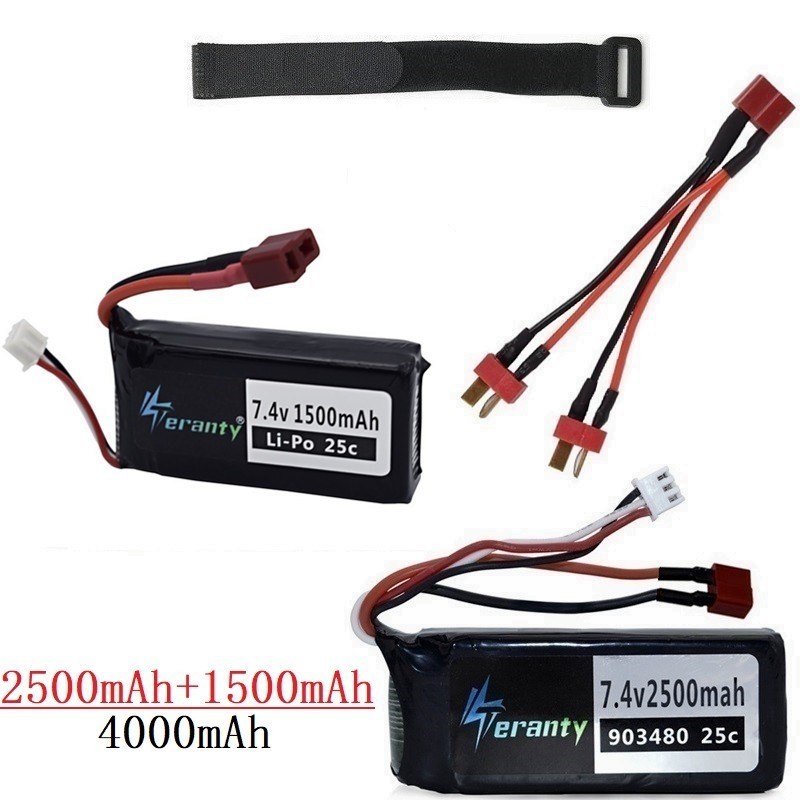 Upgrade 4000mAh 5000MAH 7.4v lipo battery for Wltoys 12428 12423 RC Car Spare Parts 7.4V 2500mah battery/1500mah battery 903480