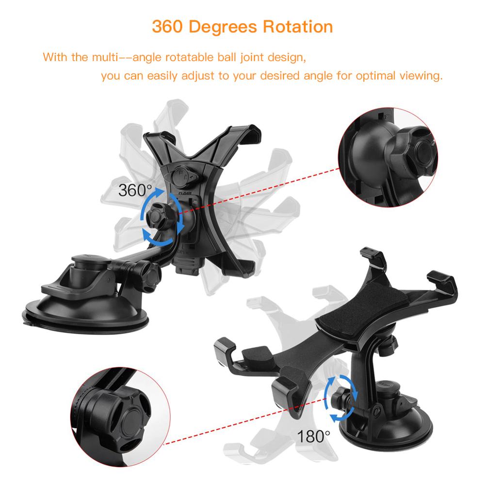 7-10 tommer tablet pc universal bilforrude sugemonteringsholder holder til apple ipad roterende fri vaskbar baseskive