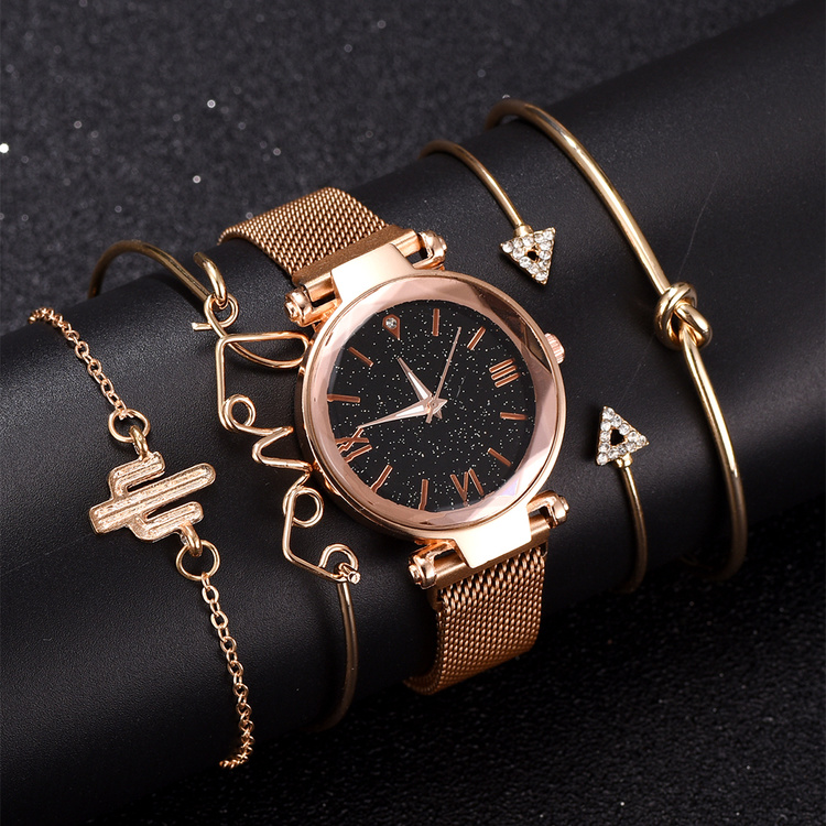 5pcs Set Luxury Women Watches Magnetic Starry Sky Female Clock Quartz Wristwatch Ladies Wrist Watch Relogio Feminino