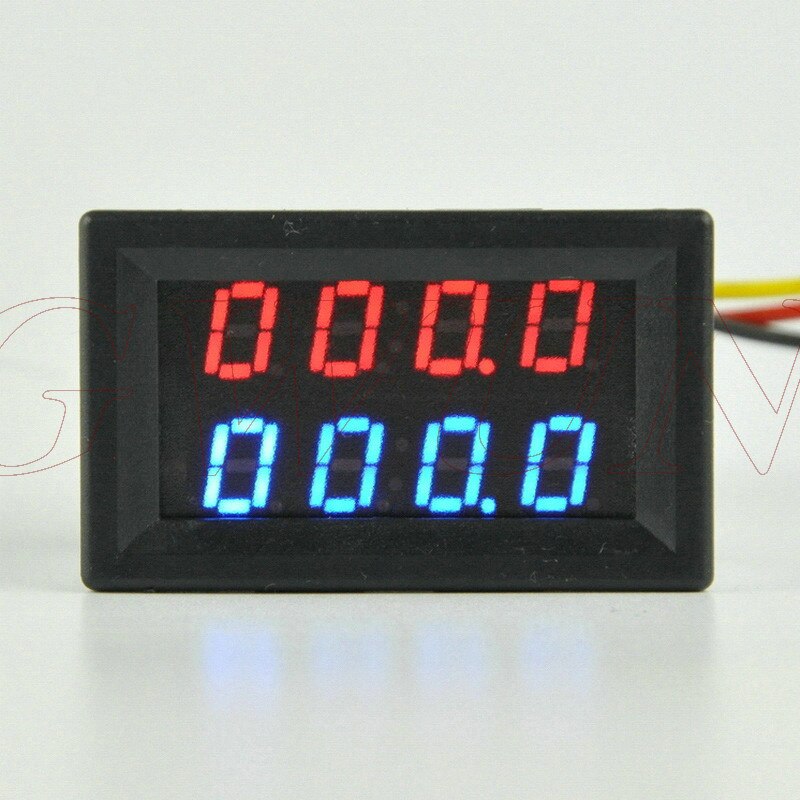GWUNW BY42A 500V 1A DC 4 BIT Digital Voltage Ammeter Current Tester Meter Voltmeter Dual Display Red Blue Green LED: red and blue