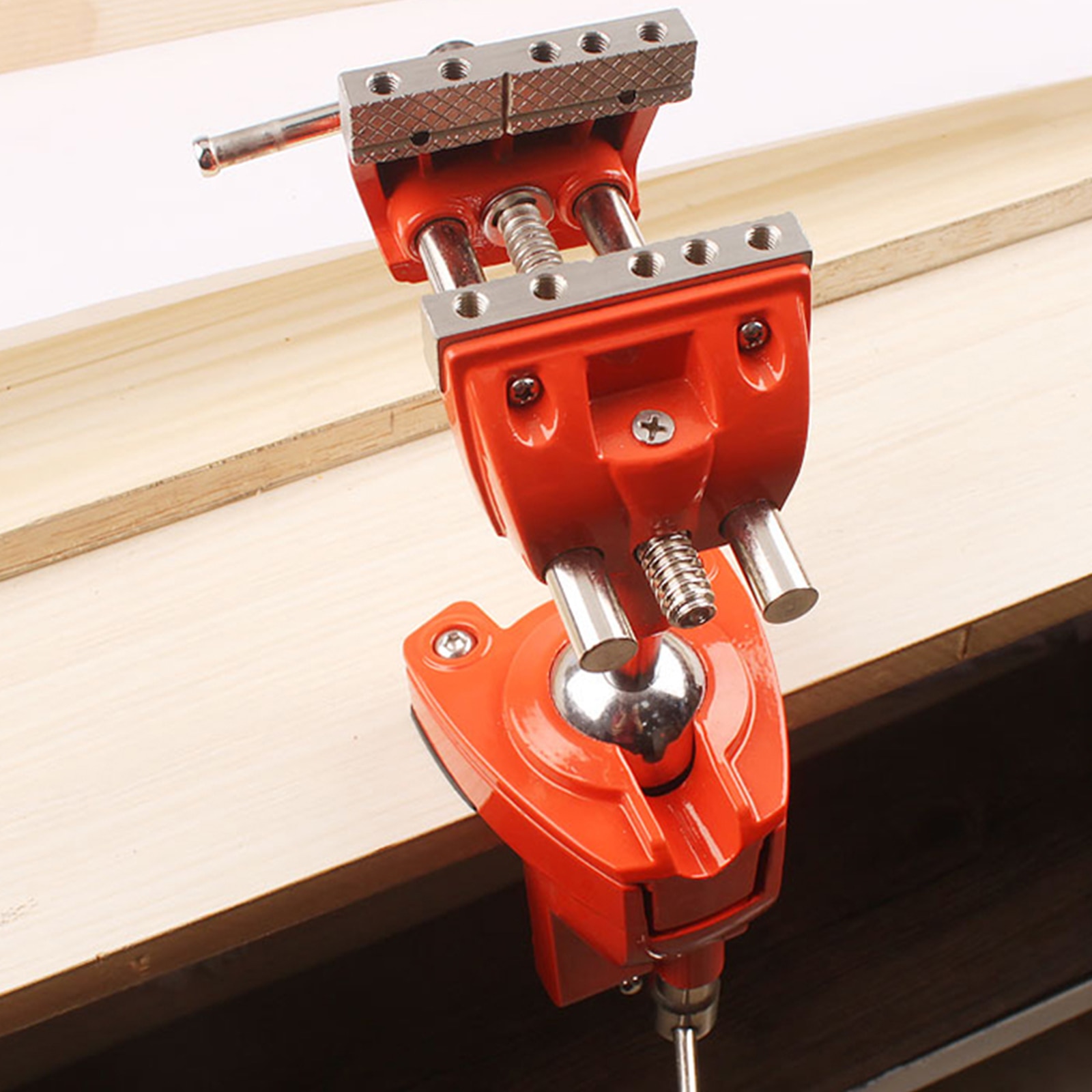 55mm Universal Table Vise 360 Degree Adjustable Aluminium Swivel Tabletop Clamp Vice Tilts Rotate Hand Fixed Tool Woodworking