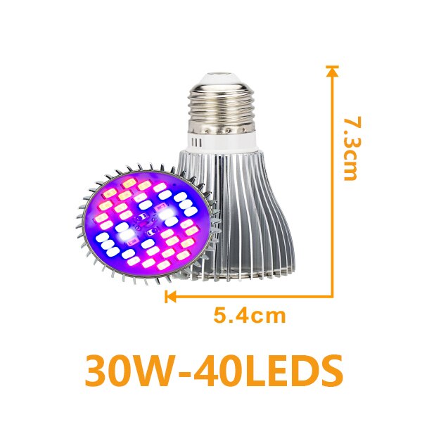 Lampe horticole de croissance UV/IR, 5/10/30/50/80W, spectre complet, pour culture hydroponique de plantes et légumes: 30W