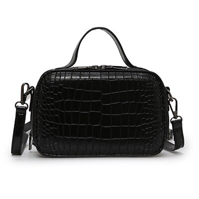 Dames patroon leren crossbody tassen kleine effen kleuren schoudertassen dames handtassen en portemonnees met handvat: Zwart