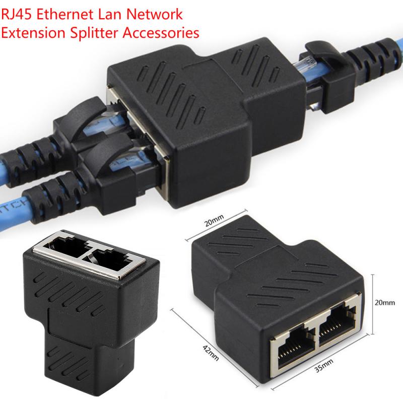 1 To 2 Ways RJ45 LAN Ethernet Network Cable Female Splitter Connector Adapter For Laptop Docking Stations Networking Extension: 01 Black