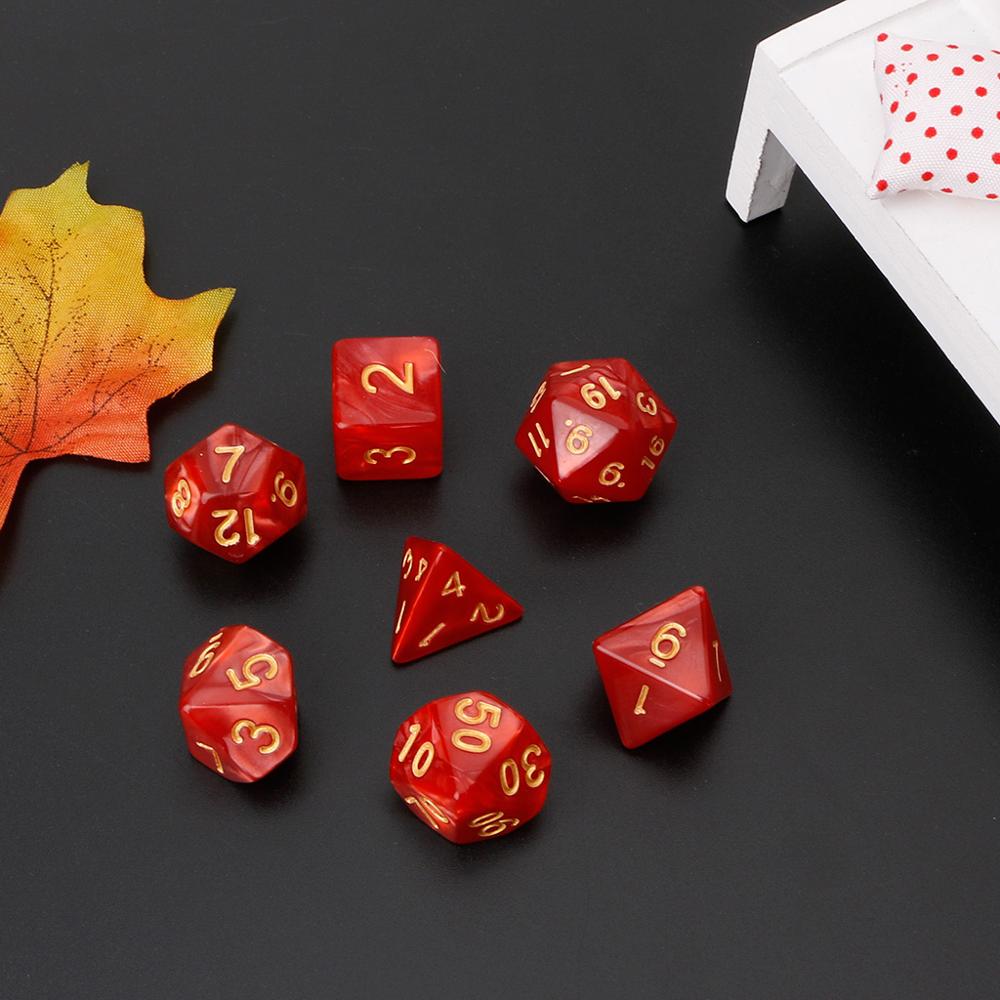 Dados de oro poliédrico para Pathfinder, 7 Uds., D20 D12 2xD10 D8 D6 D4