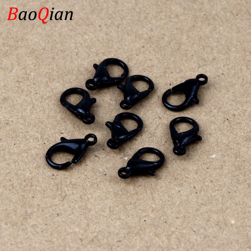 50PCS Alloy Lobster Clasp Hook For Jewelry Making DIY Necklace Bracelet Connector Closure Accessories: Black