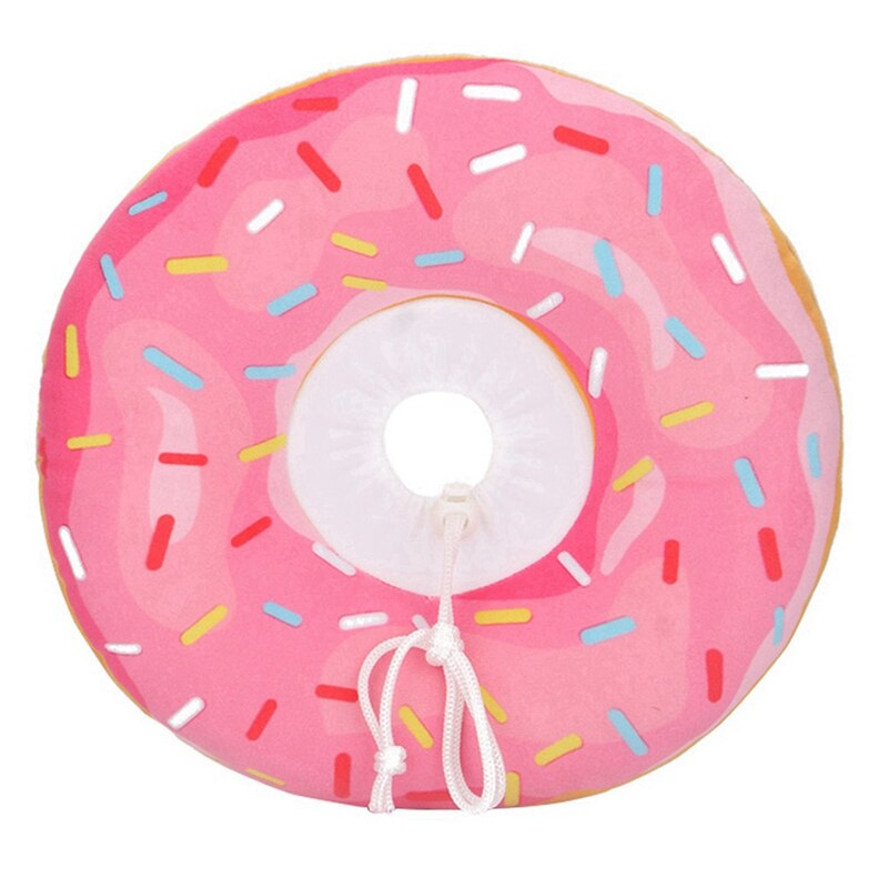 Haustier Hund Katze E-Kragen Erholung Einstellbar Baumwolle Mischungen Nacken Erholen Katze Donuts Gedruckt Elizabeth Kreis Schutz Kragen: Rosa / S