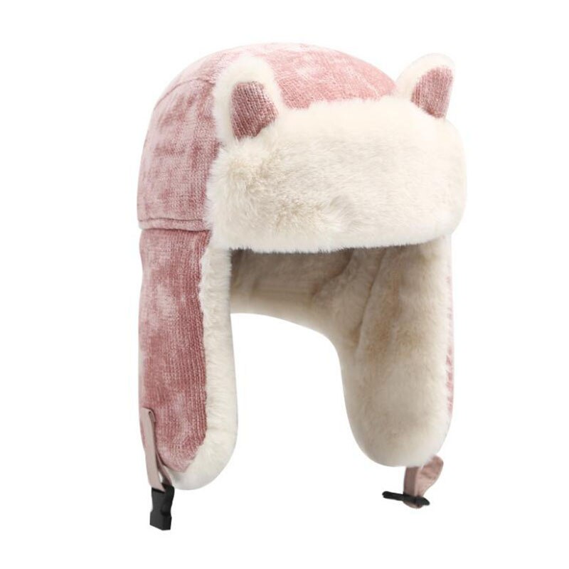 Ushanka – chapeau d'hiver épais pour femme, , coupe-vent, avec oreillettes