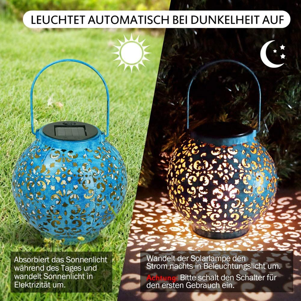 Solar Led Iron Art Hollow Lantaarn Licht Praktische Duurzaam Multi-Functionele Creatieve Opknoping Lamp Voor Tuin Yard Pathway