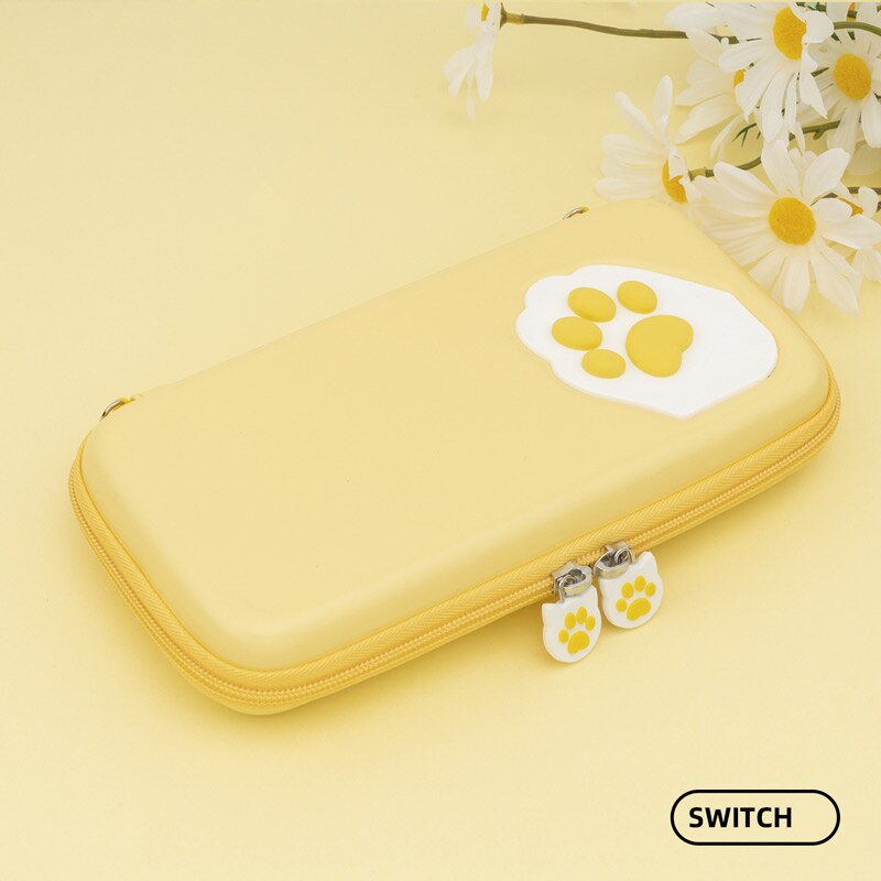 Coloré chat patte interrupteur sac de rangement Silicone couverture rigide coque étanche boîte NS Lite jeu étui pour Nintendo Switch accessoires: Yellow Switch