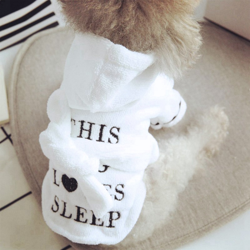 Kæledyr hund badekåbe hund pyjamas sove tøj indendørs blød kæledyr bad tørring håndklæde tøj til hvalp hund katte kæledyr tilbehør