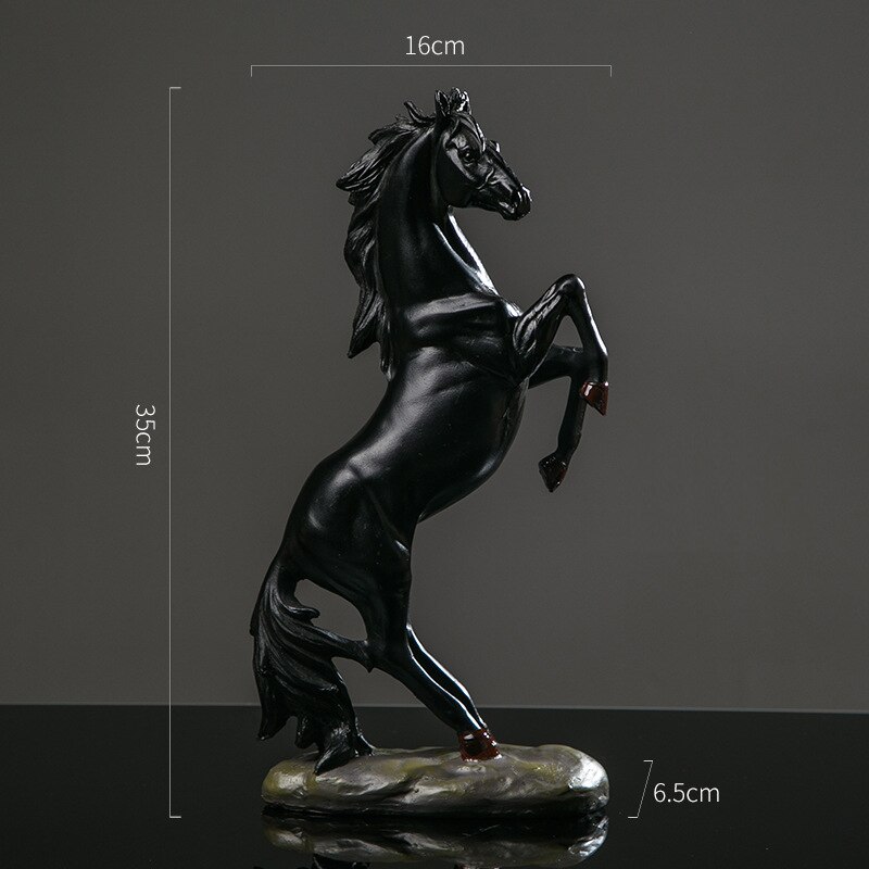 Europeisk harpiks hest statue dekorasjon stue kontor ornament hest figur hjem tilbehør hest skulptur moderne kunst: Svart