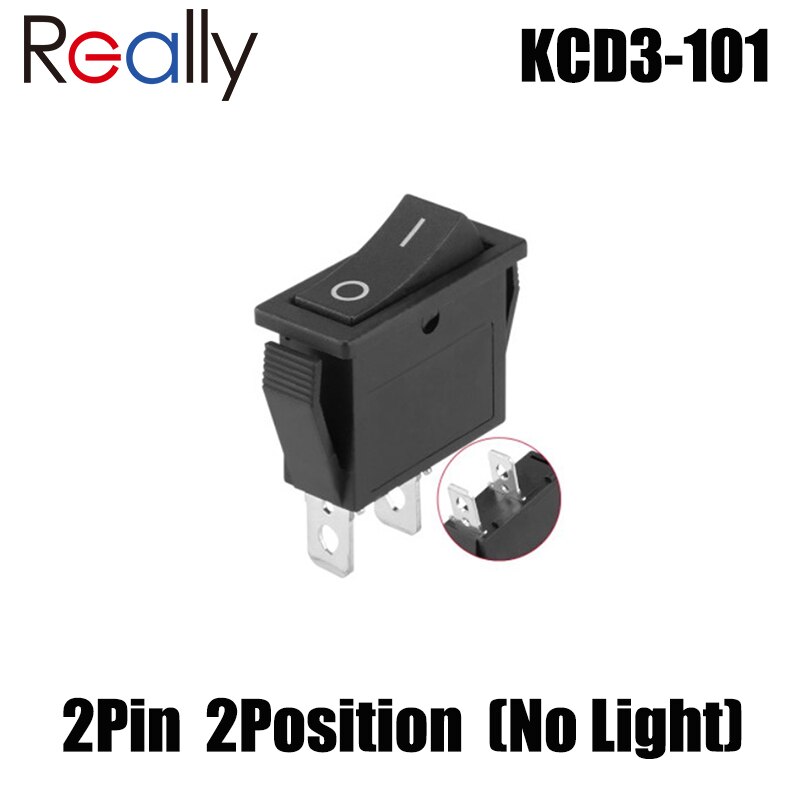 Echt 15A 250V/20A 125V Ac Tuimelschakelaar KCD3 Switch On-Off 2 Positie 3 Pin elektrische Apparatuur Met Licht Schakelaar: KCD3-101 Black