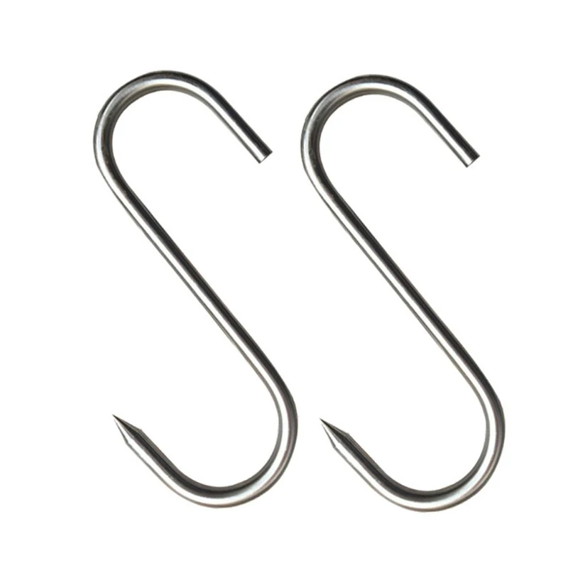 Crochet en S en acier inoxydable avec pointe pointue, crochet de suspension pour viande, outils de cuisson pour magasin de boucher, crochets de cuisine, Organization de stockage à domicile