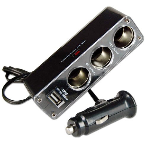 3 Way Socket Sigarettenaansteker Splitter Usb Plug Charger Dc 12 V/24 V Triple Adapter Met usb-poort