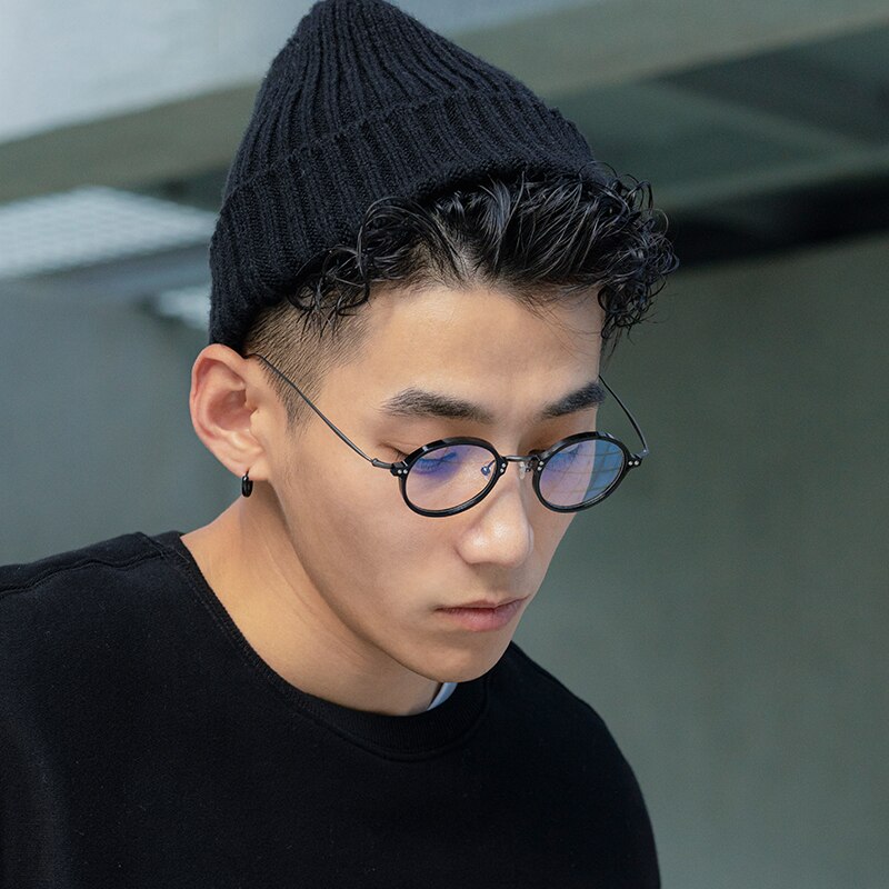 Ultralight Titanium Round Eyewear Transparent Acetate Prescription Eyeglasses Women Vintage Myopia Optical Glasses Frame Men