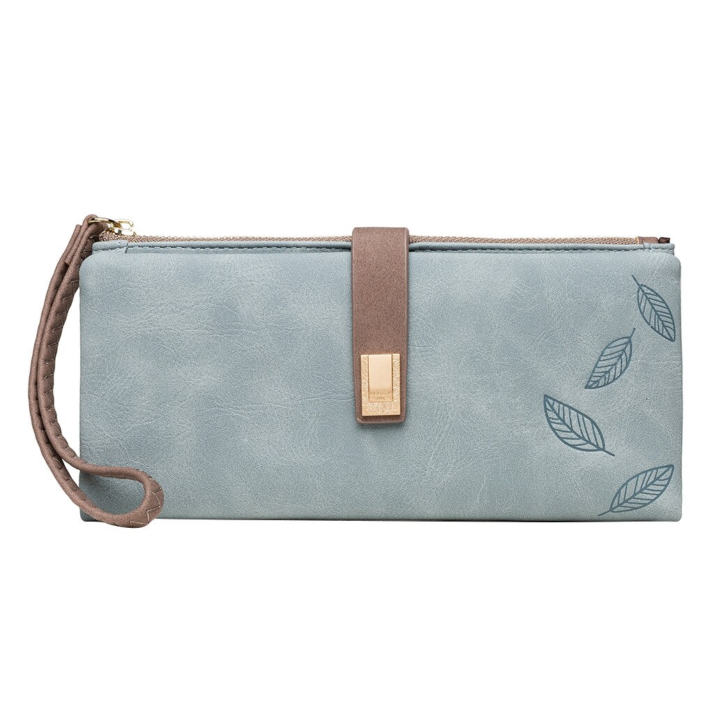 Women's Long Retro Wallet Frosted Leaf Buckle Zip Women's Handbag Wallet Women's Long Retro Wallet Frosted Leaf#g30: BKS