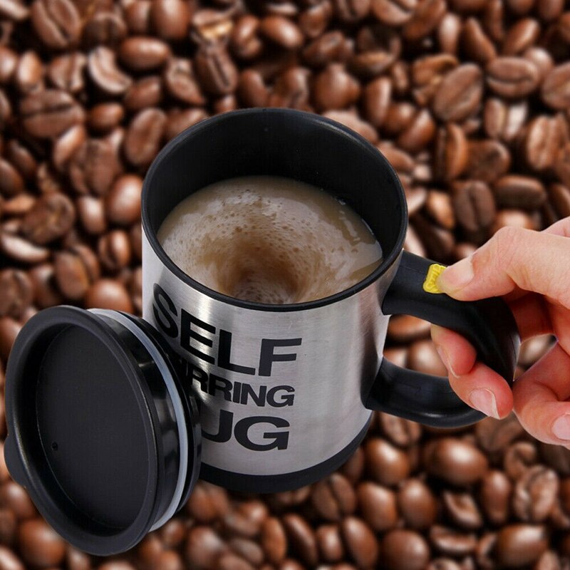 Caneca automática isolada dupla 400ml, agitadora de leite de café, caneca térmica de aço inoxidável, xícara inteligente com isol