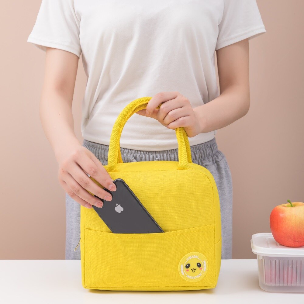 PURDORED 1 Pc Candy Color Lunch Bag for Women Waterproof Oxford Food Picnic Fresh Bento Food Pouch Insulated Student Cooler Bags