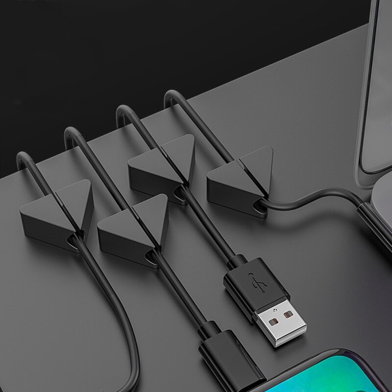 Desktop Manager Data Cable Organizing Tool Fixed Hub Buckle Cable Manager Headphone Organizing Tool 4Pcs Black