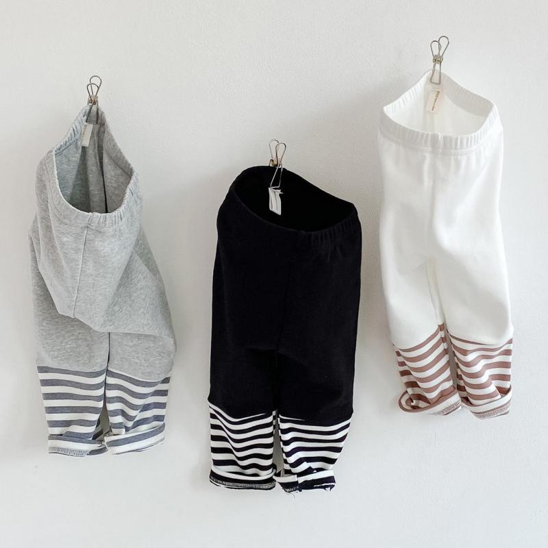 Babymeisjes leggings herfst winter warme baby gestreepte legging kinderbroek voor 0-24m kinderen kleding