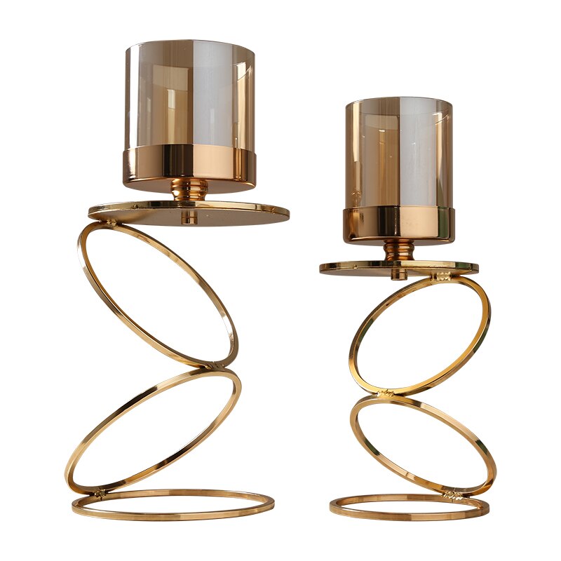 Guld metal lysestager bryllup dekorationer moderne lysestager guld centerpiece photophore verre glas lysestage  zt035