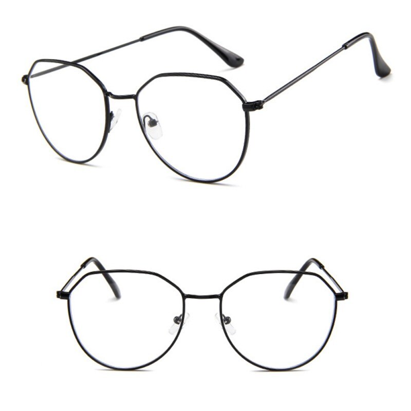 Unisex retro uregelmæssig flerfarvet polygonramme klar linse briller optiske briller ，: C