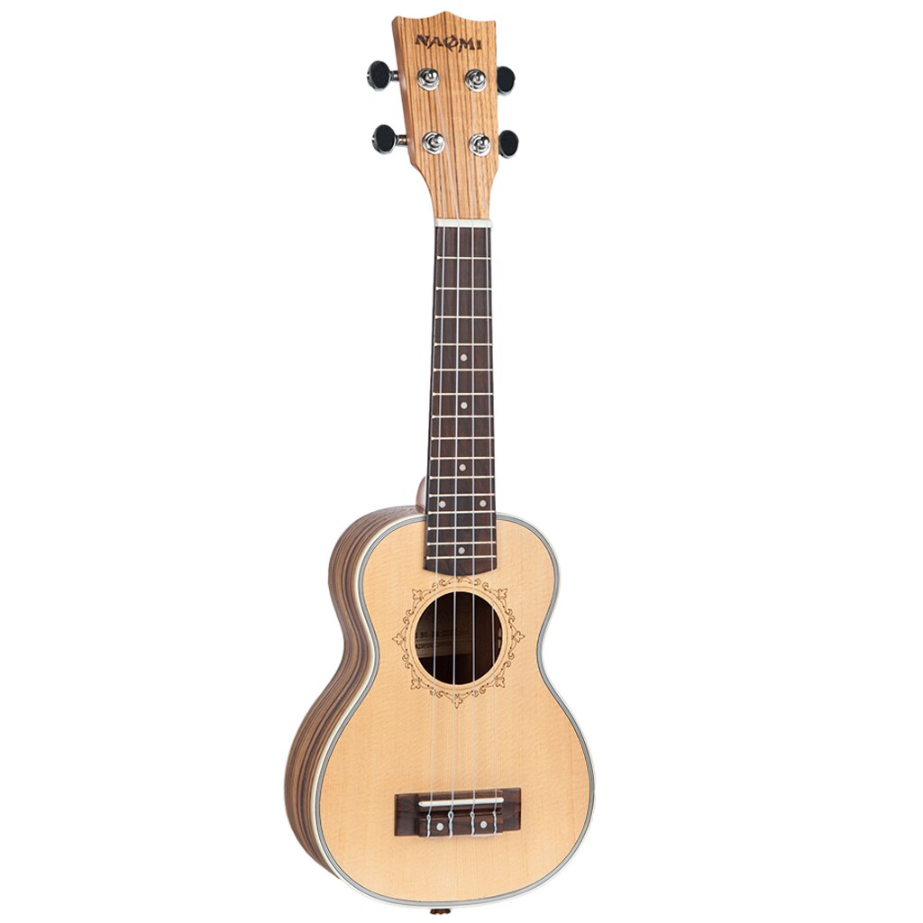 Soprano Ukulele 21 Inch Spruce Top Solid Wood Travel Ukulele Soprano with Strings