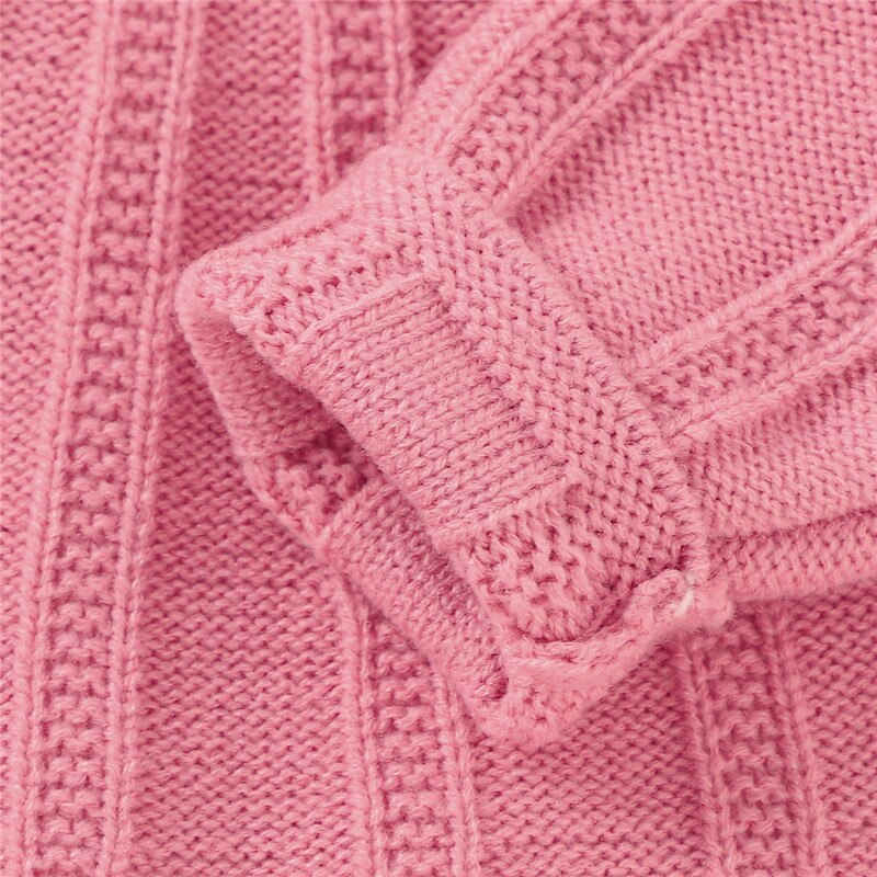 3-24M Autumn Winter Warm Knit Sweater For Boy Girl Long Sleeve Knitted Cardigan Sweater Casual Plain Coat Jacket Knitwear